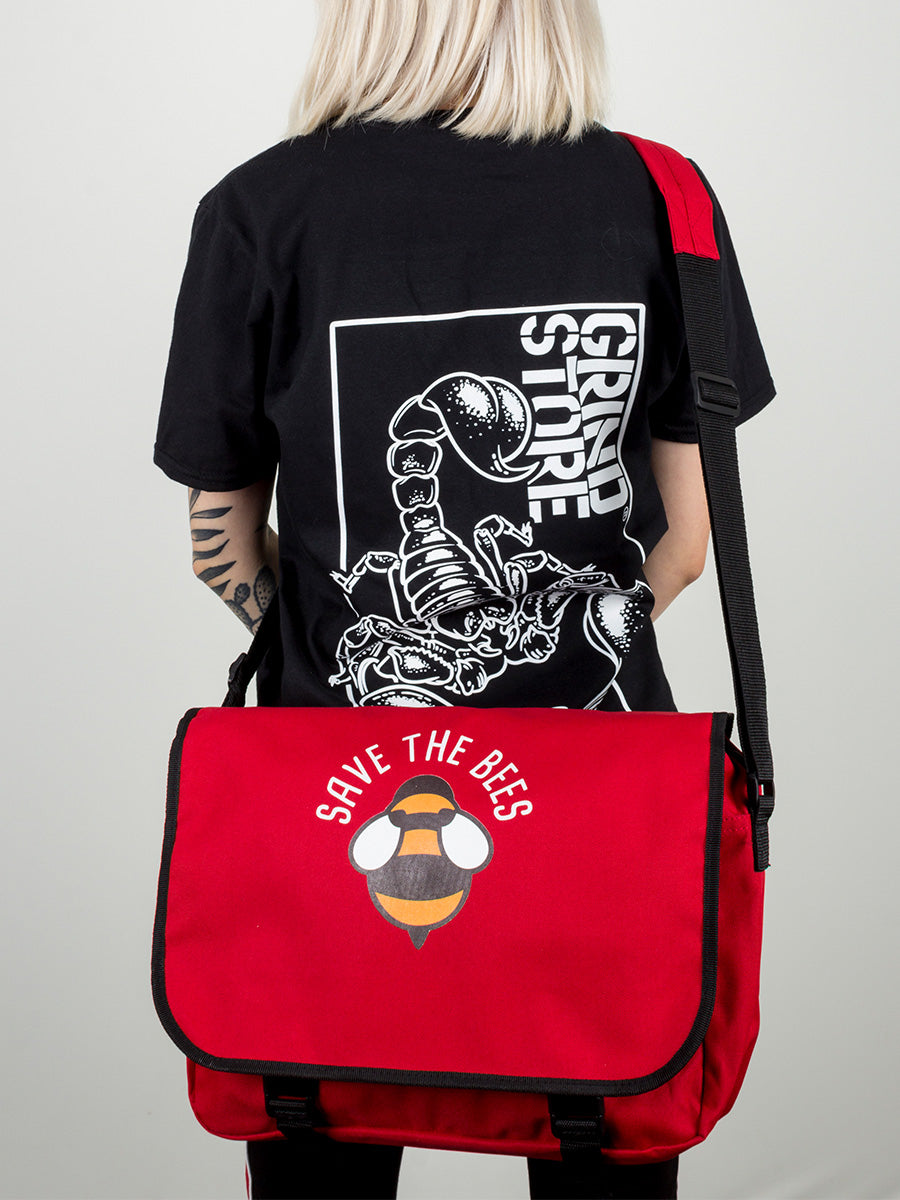 Save The Bees Red Messenger Bag