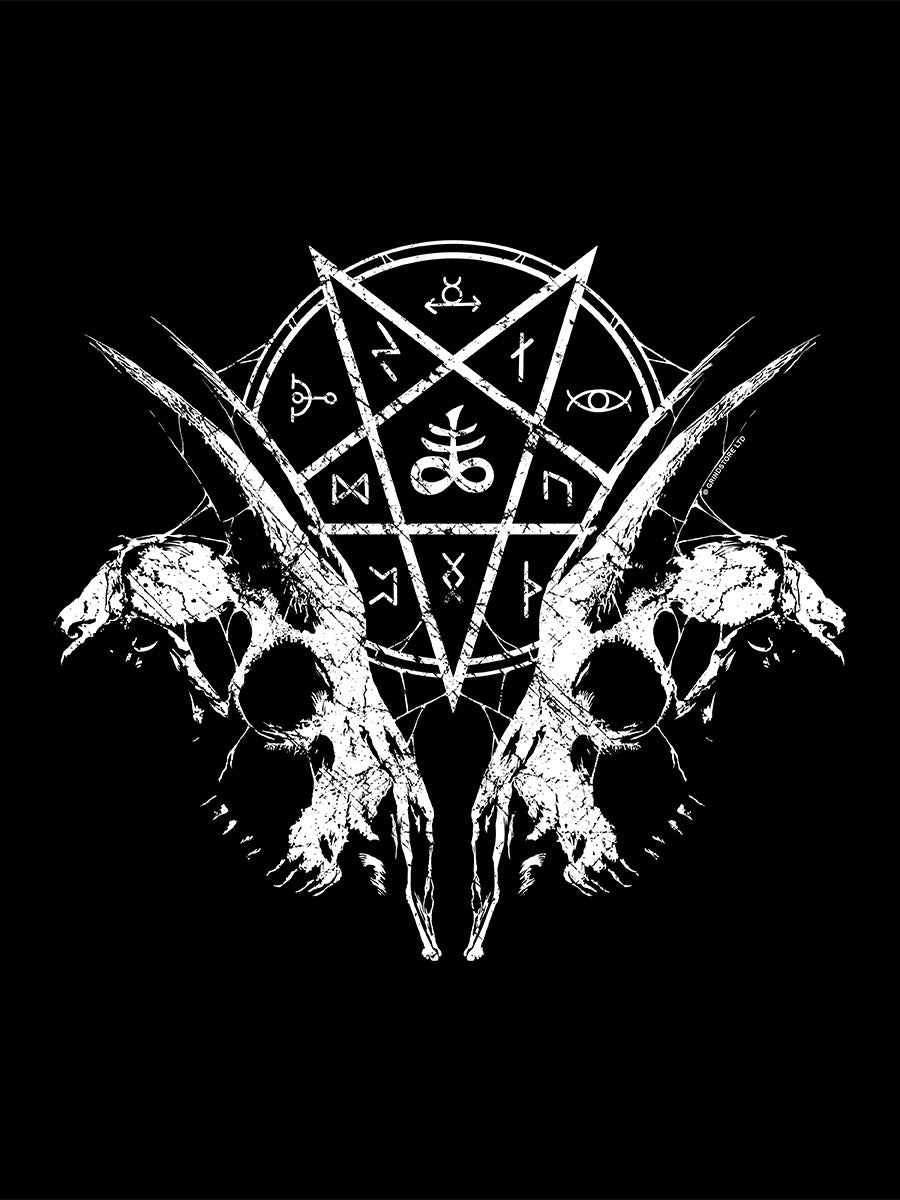 Goat Skull Pentagram Black Tote Bag