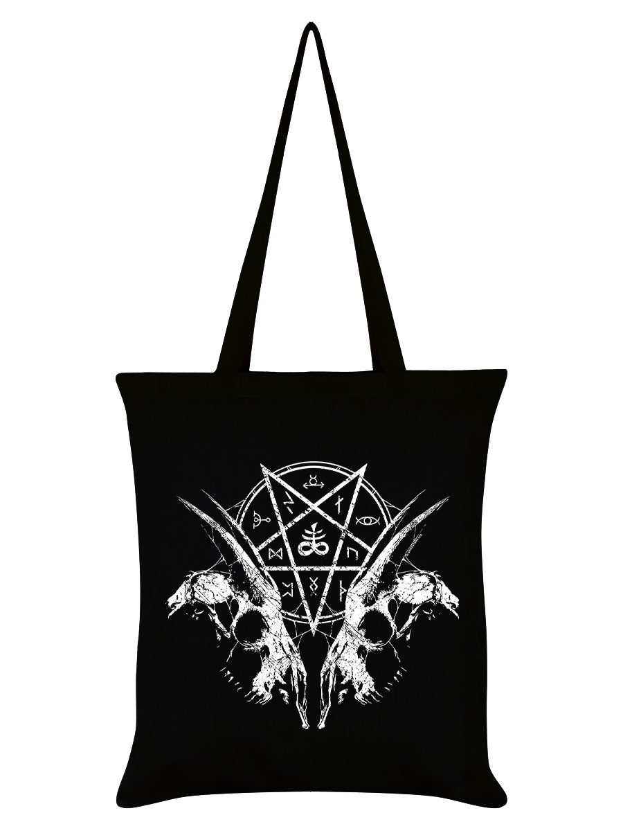 Goat Skull Pentagram Black Tote Bag