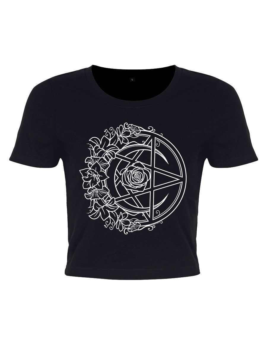 Requiem Collective Monochrome Pentacle Black Crop Top