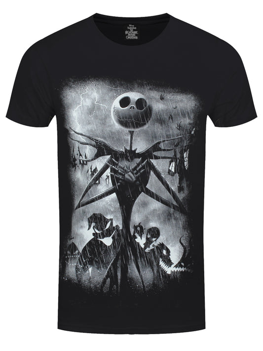 Nightmare Before Christmas Stormy Skies Men' Black T-Shirt