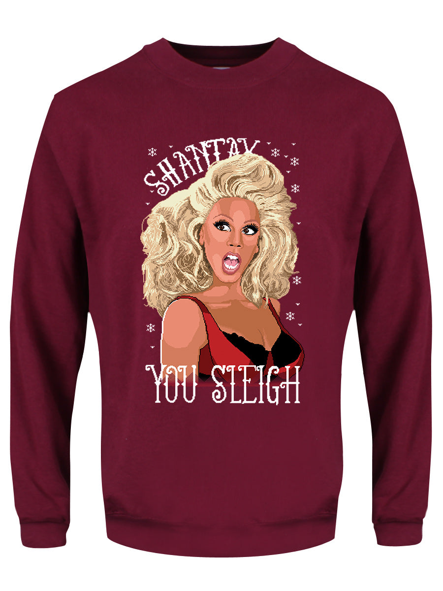 Shantay You Sleigh Drag Queen Men's Burgundy Christmas Jumper