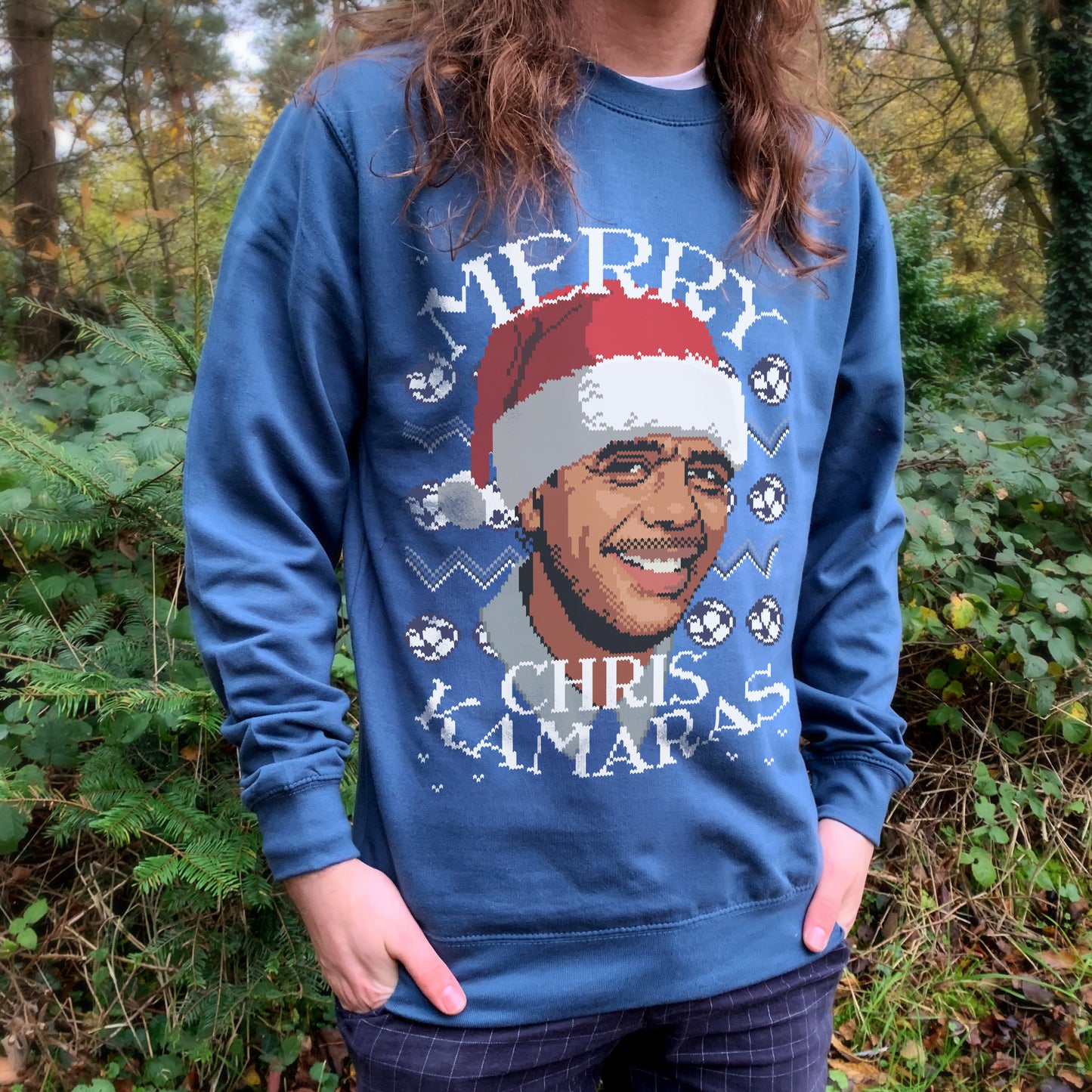 Chris Kamaras Men's Airforce Blue Christmas Jumper