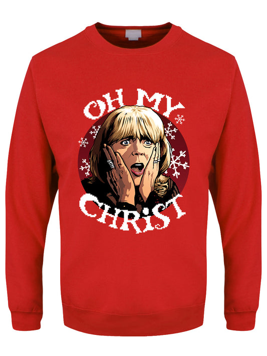 Oh My Christ Pam Men's Red Christmas Jumper