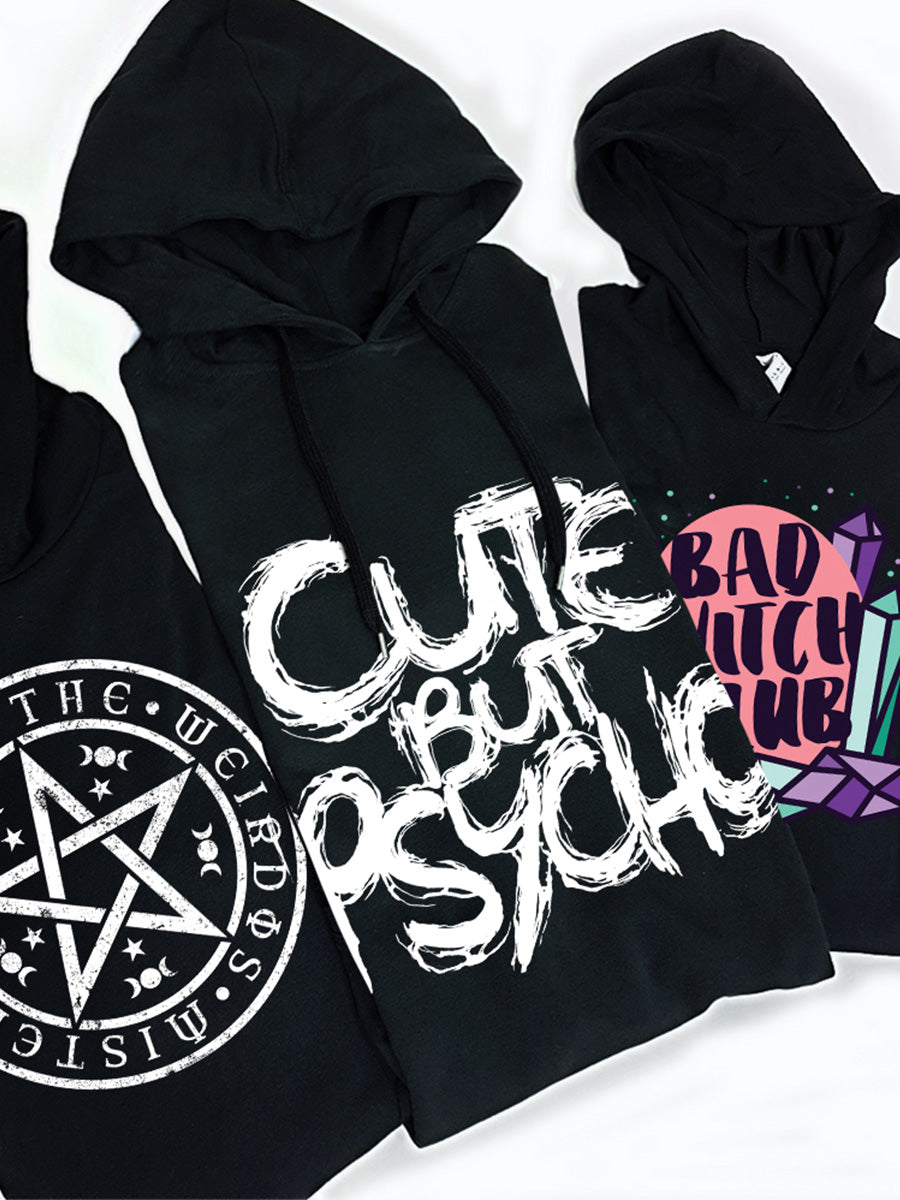 Cute But Psycho Ladies Black Oversized Hoodie