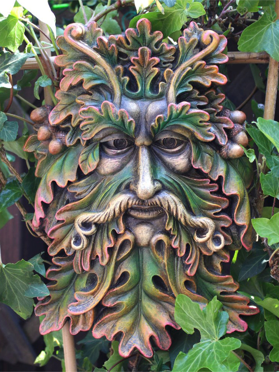 Green Man Face Wall Plaque