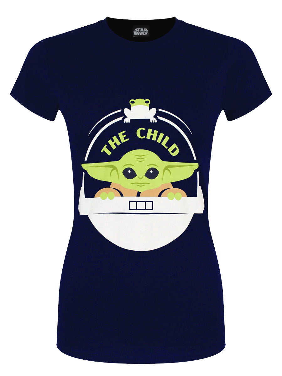 Star Wars Mandalorian The Child Ladies Navy Blue T-Shirt