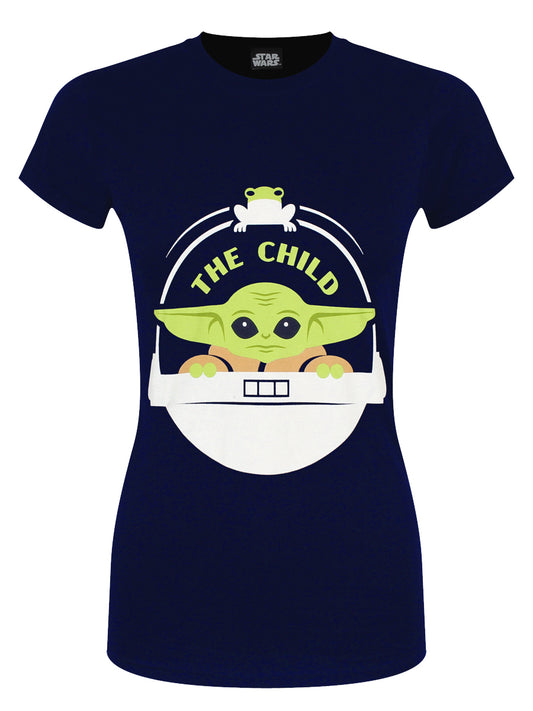 Star Wars Mandalorian The Child Ladies Navy Blue T-Shirt