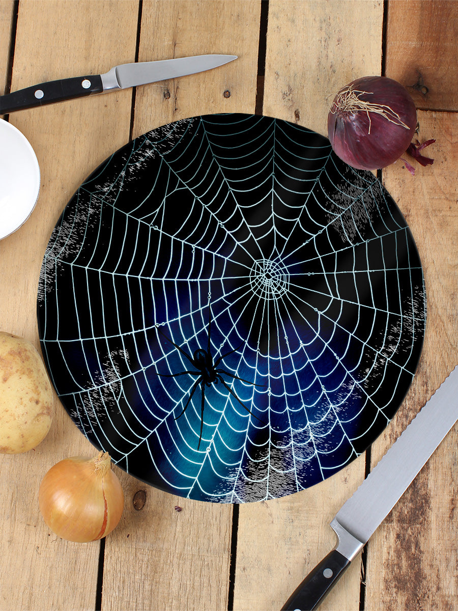 Deadly Web Circular Glass Chopping Board