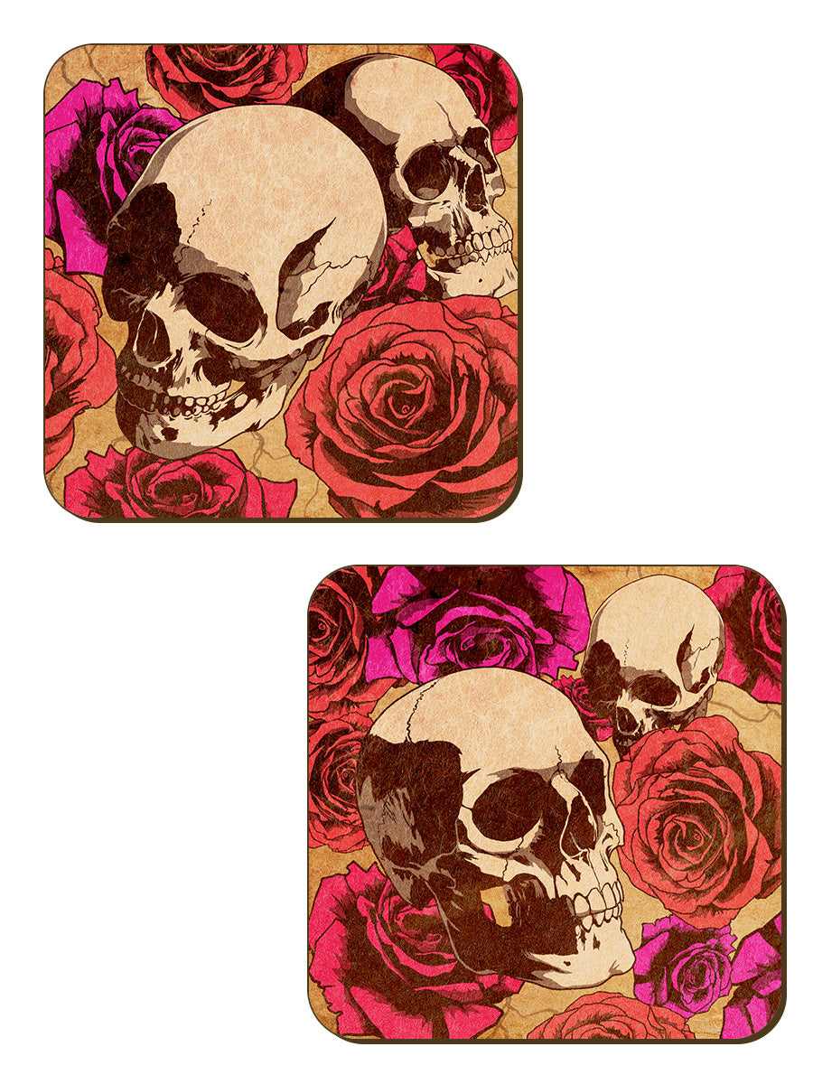 Floral Skulls 4 Piece Coaster Set