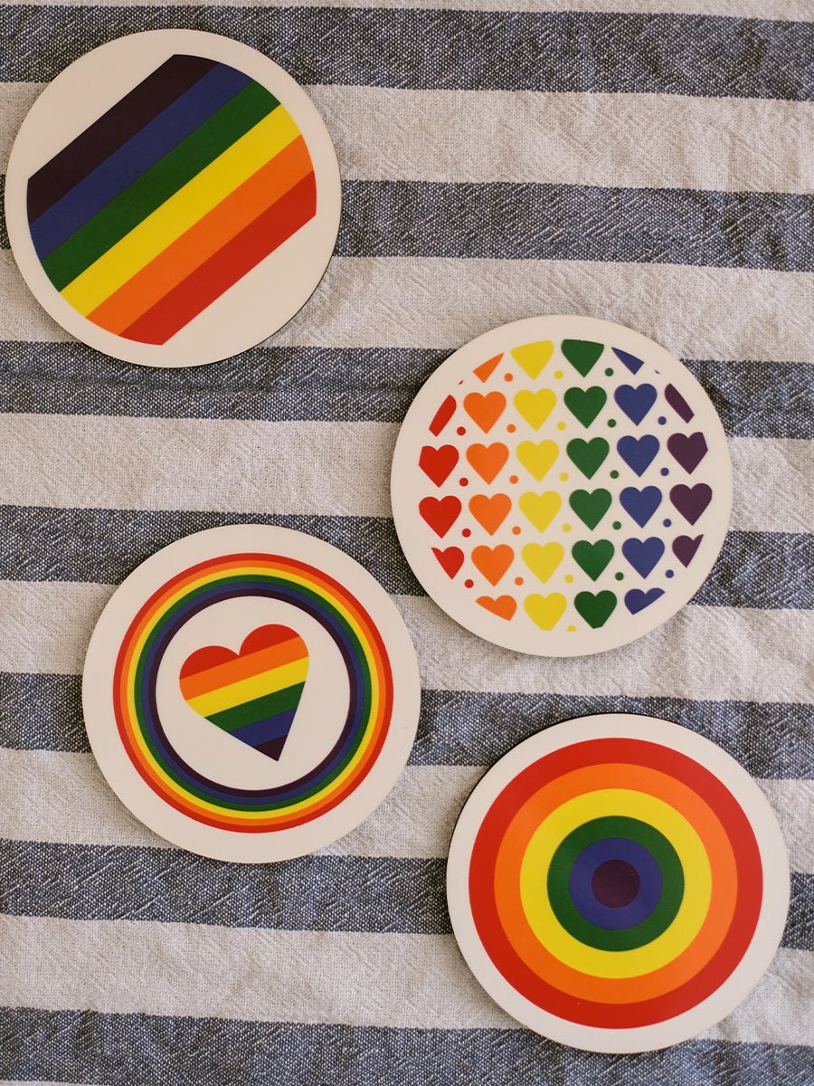 Rainbow Pride 4 Piece Coaster Set