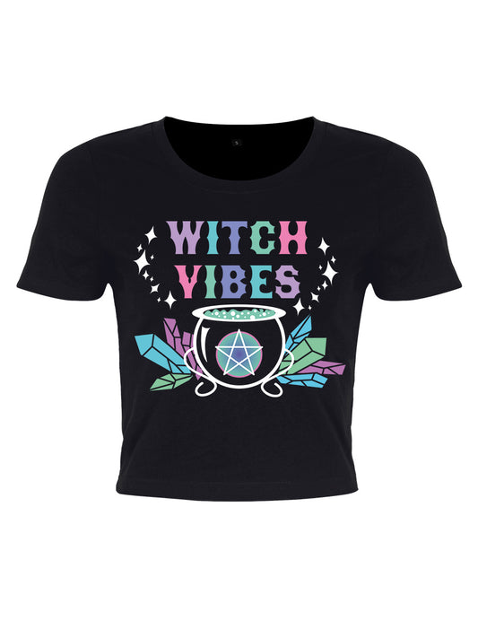 Witch Vibes Ladies Black Crop Top