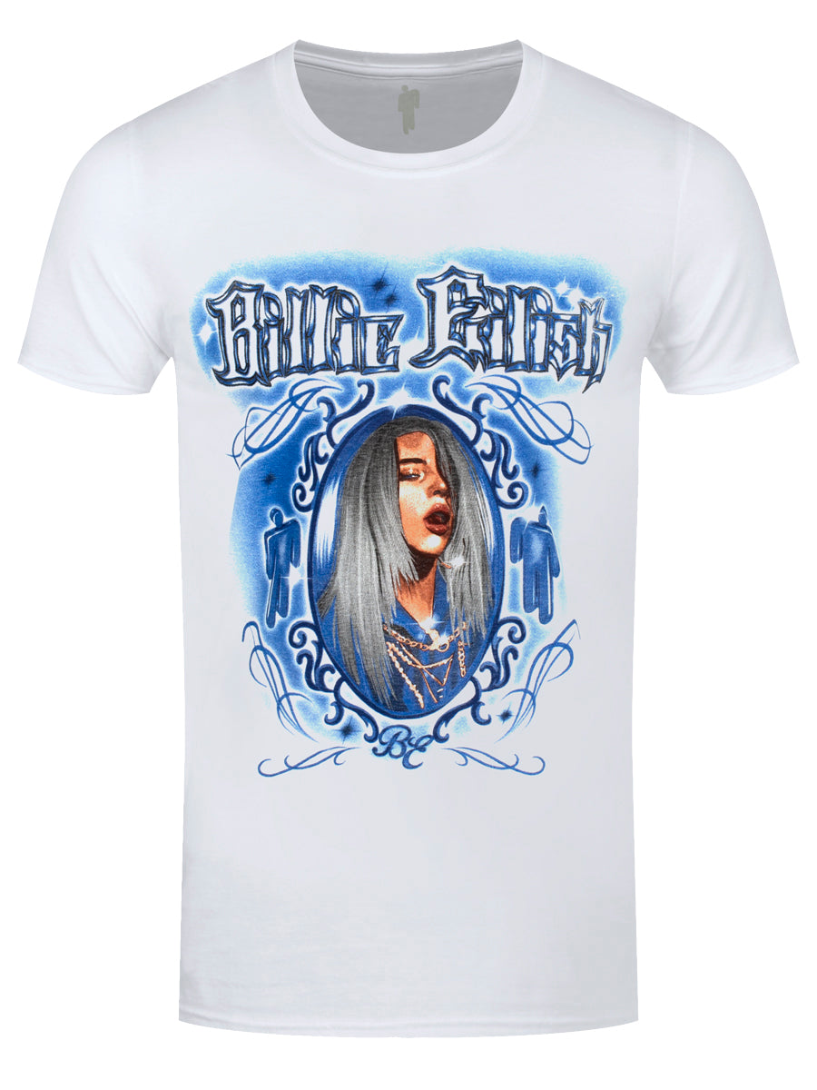 Billie Eilish Airbrush Photo Men's White T-Shirt