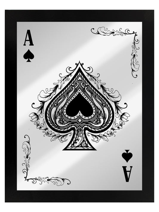 Framed Ace Of Spades Mirrored Tin Sign