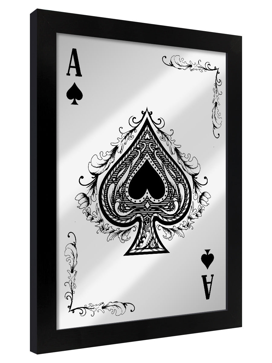 Framed Ace Of Spades Mirrored Tin Sign