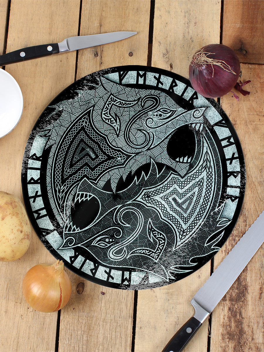 Fenrir the Wolf Glass Chopping Board