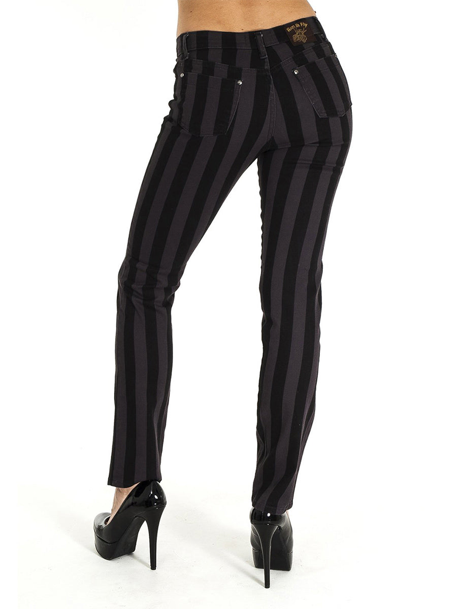 Run & Fly Black And Grey Striped Unisex Skinny Jeans