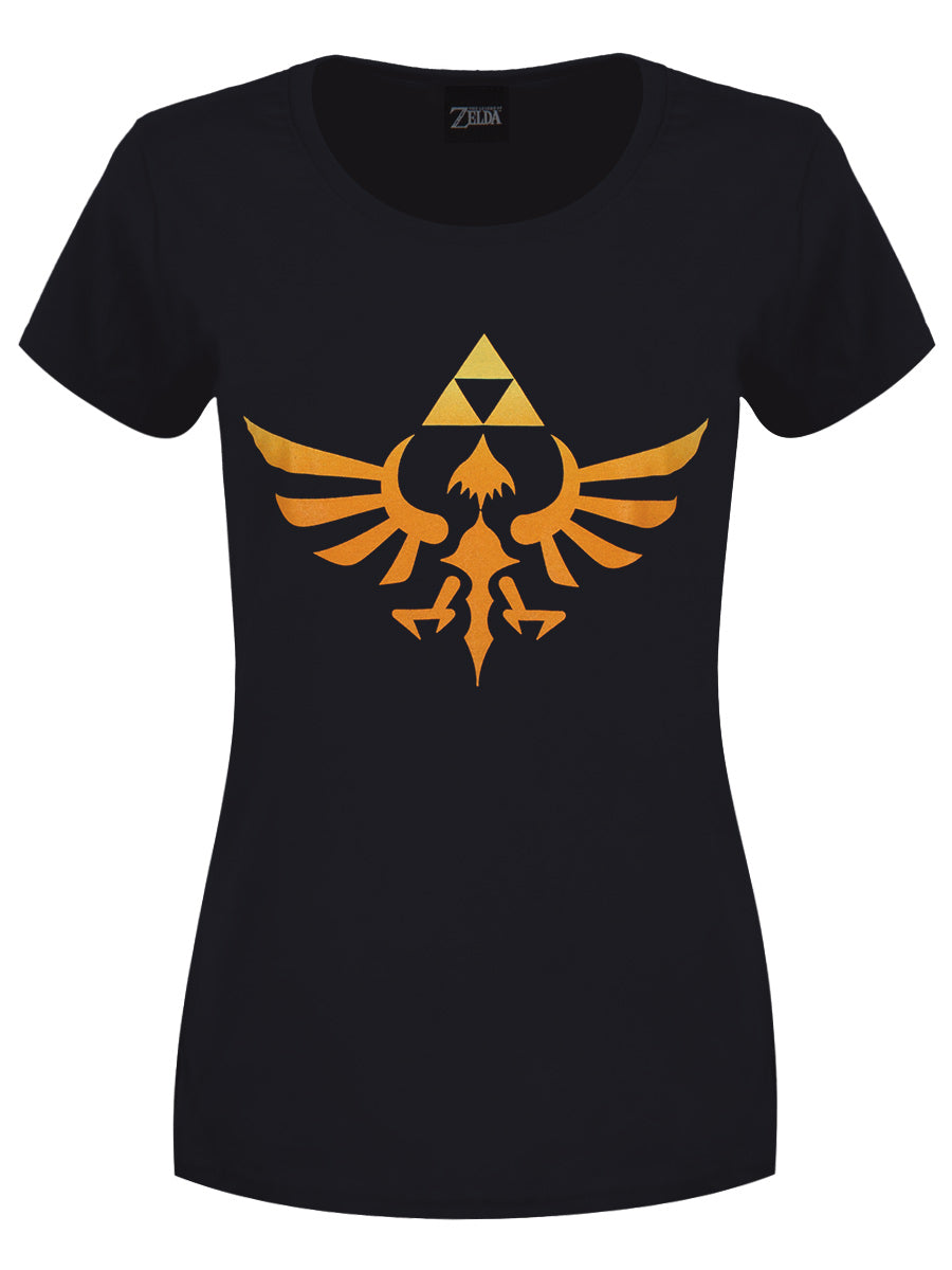 Nintendo Legend Of Zelda Hyrule Kingdom Logo Ladies Black T-Shirt