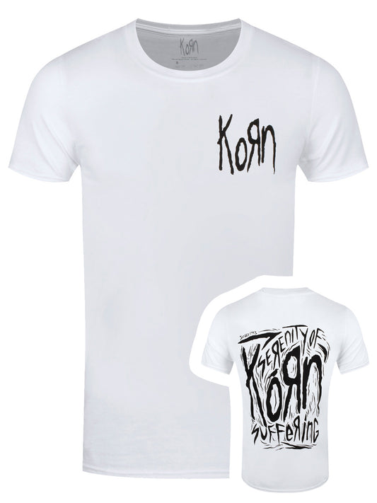 Korn Scratched Type Men's White T-Shirt