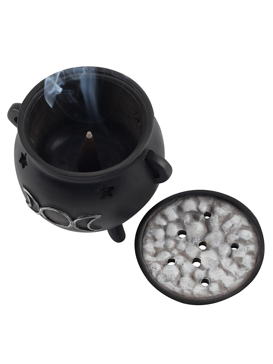 Triple Moon Cauldron Incense Cone Burner