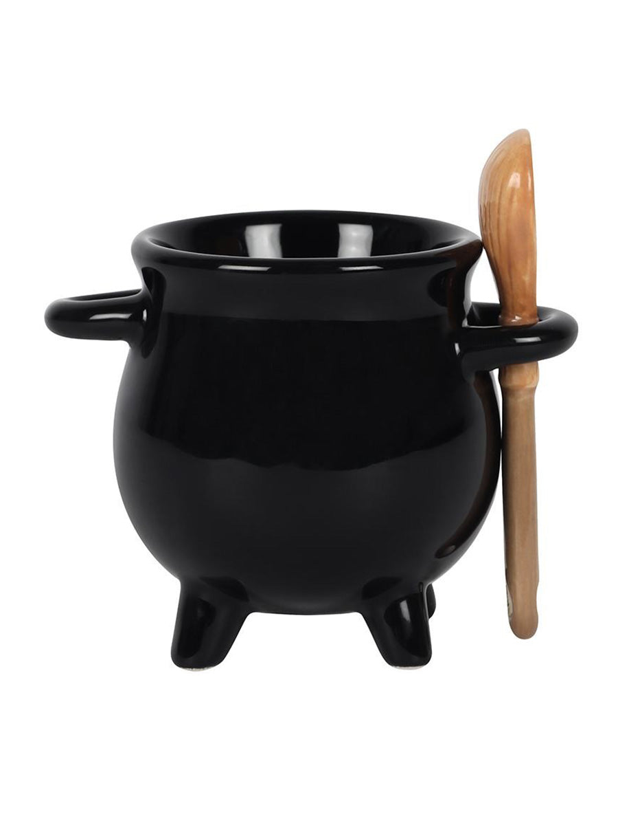 Cauldron Egg Cup With Broom Spoon