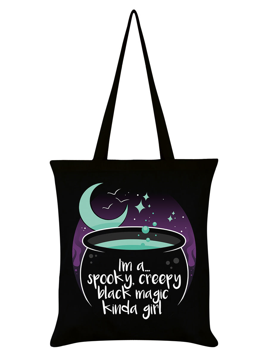 Spooky Creepy Black Magic Kinda Girl Black Tote Bag