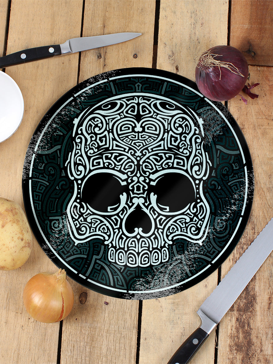 Unorthodox Collective Graphic Skull Glass Chopping Board