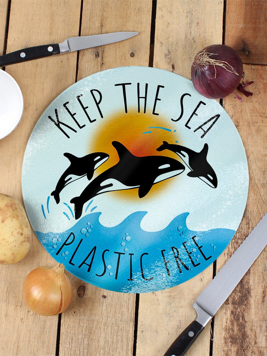 Keep The Sea Plastic Free Glass Chopping Board