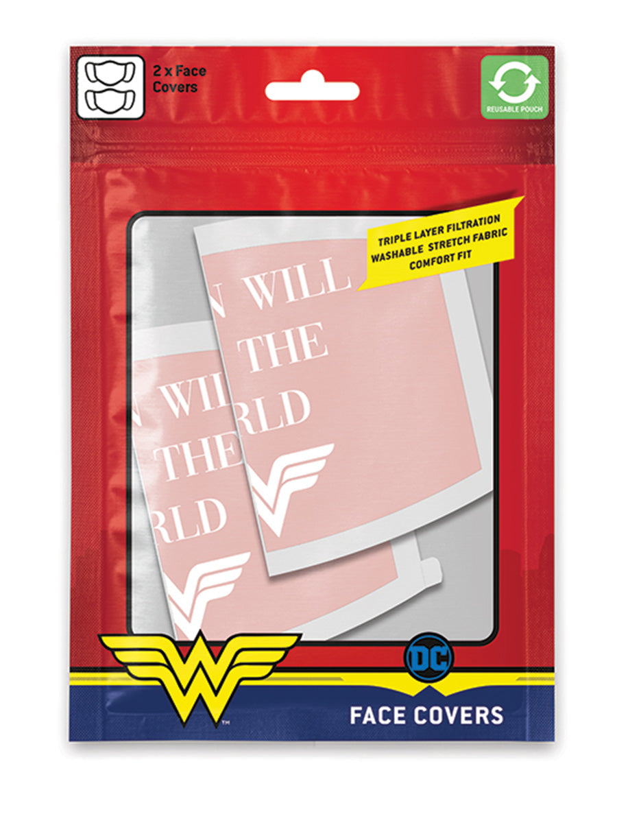 Wonder Woman Save The World Adjustable Face Mask/Set Of 2