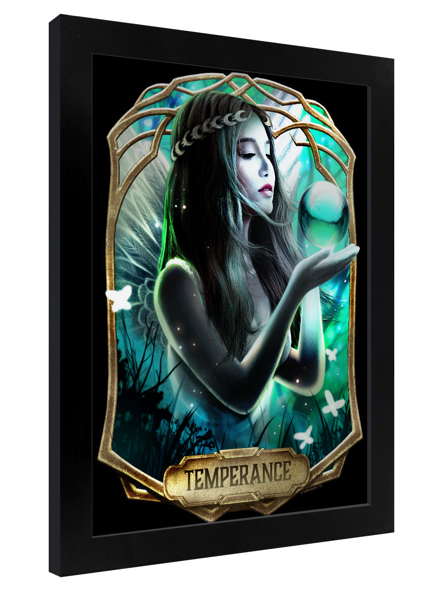 Framed Deadly Tarot Obsidian - Temperance Mirrored Tin Sign