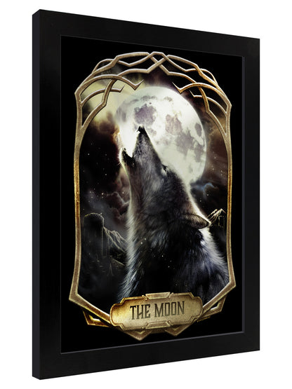 Framed Deadly Tarot Obsidian - The Moon Mirrored Tin Sign