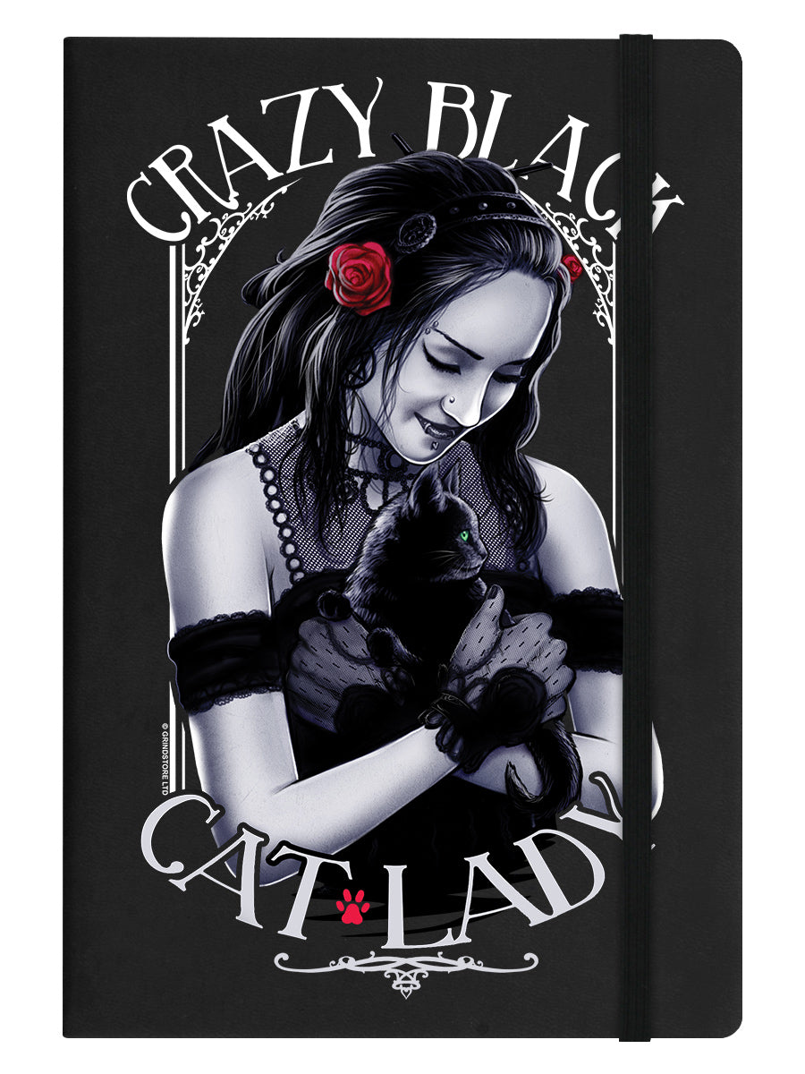 Crazy Black Cat Lady Black A5 Hard Cover Notebook