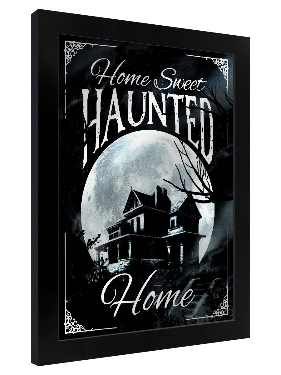 Framed Home Sweet Haunted Home Mirrored Tin Sign