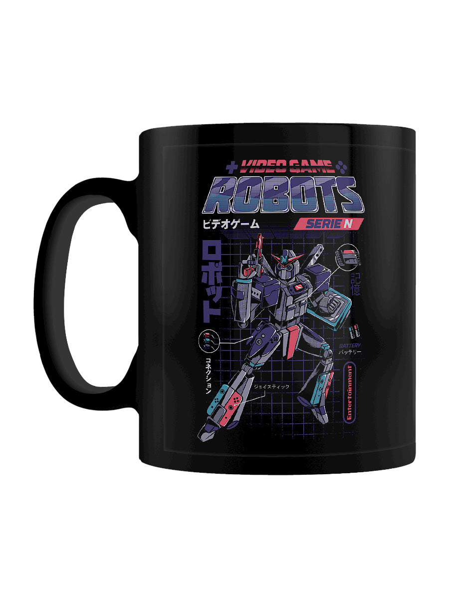 Ilustrata Video Game Robots Black Coffee Mug