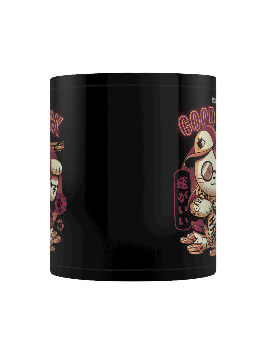 Ilustrata Lucky Cat Black Coffee Mug