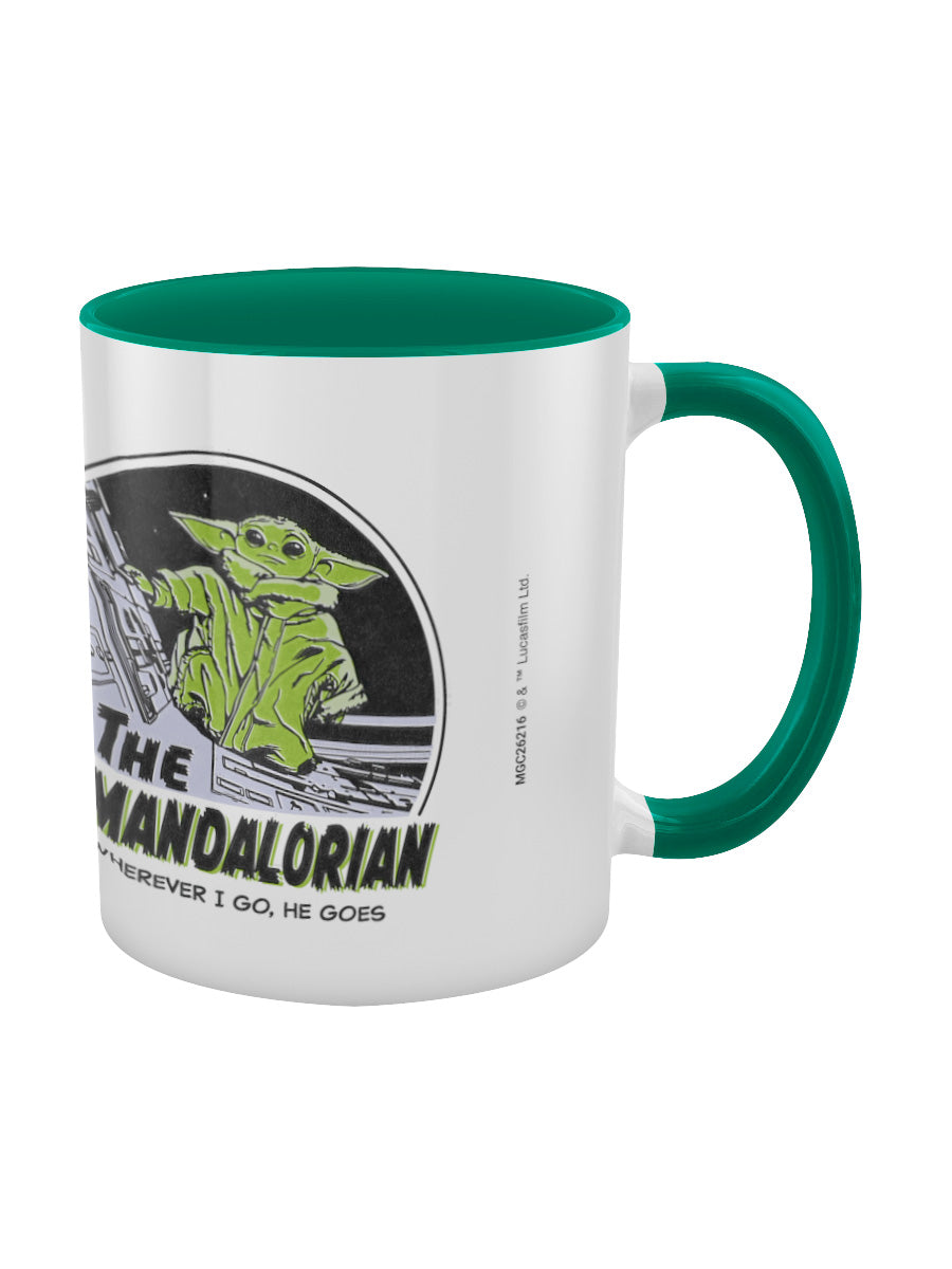 Star Wars The Mandalorian Wherever I Go He Goes Green Coloured Inner Mug