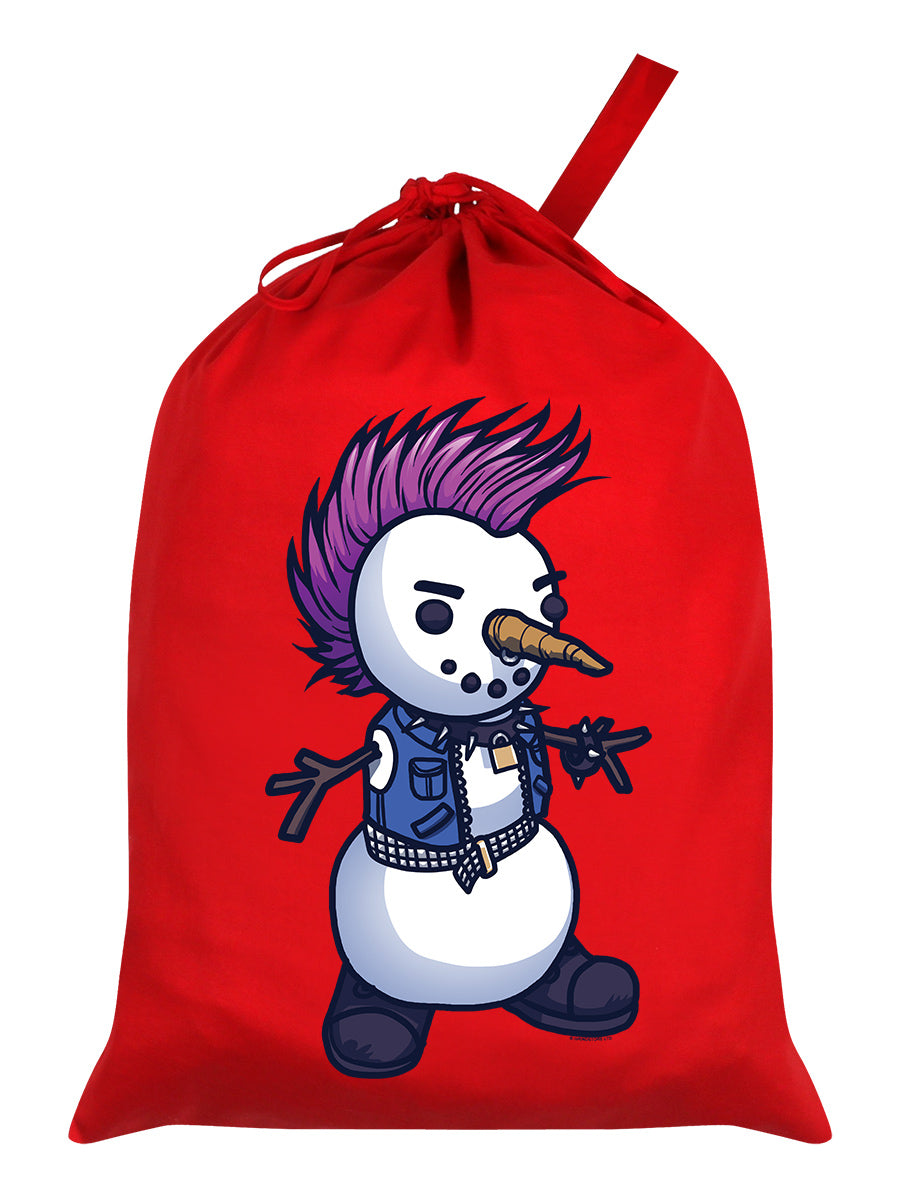 Punk Snowman Red Santa Sack