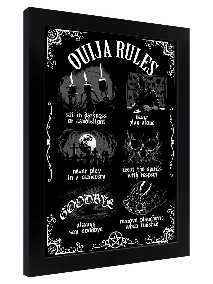 Ouija Board Rules Black Wooden Framed Print