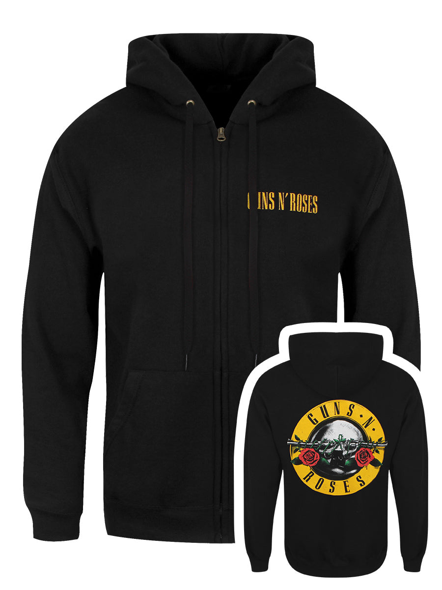 Guns N' Roses Classic Logo Backprint Men's Black Zipped Hoodie