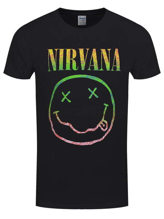 Nirvana Sorbet Ray Happy Face Men's Black T-Shirt