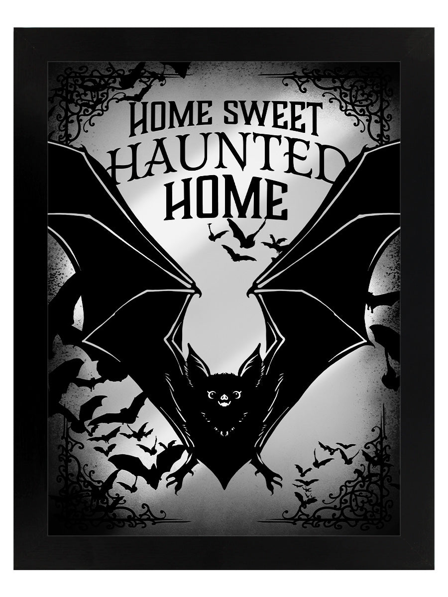 Home Sweet Haunted Home Bats Mirrored Tin Sign