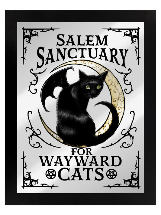 Salem Sanctuary For Wayward Cats Mirrored Tin Sign