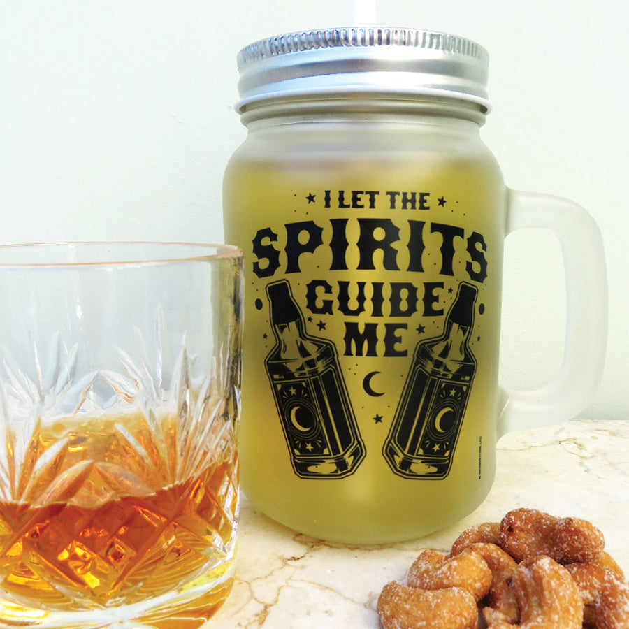 I Let The Spirits Guide Me Frosted Glass Mason Jar