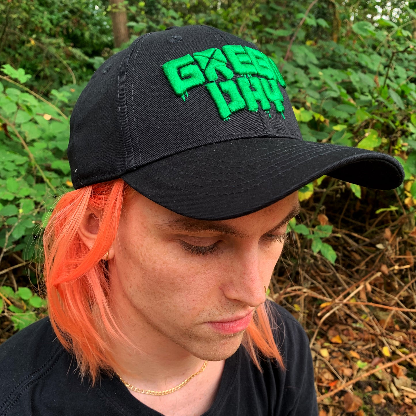 Green Day Dripping Logo Black Baseball Cap