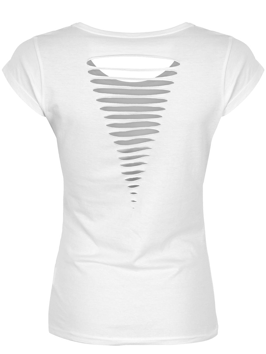 Pretty In Ink Ladies White Razor Back T-Shirt