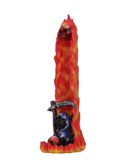 Hell Puss Reaper Black Cat and Flames Incense Burner