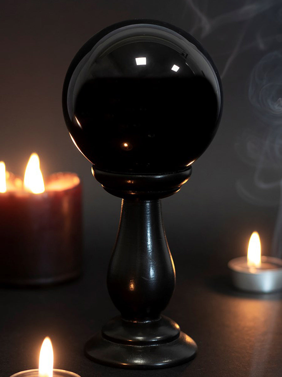 Small Black Crystal Ball on Stand