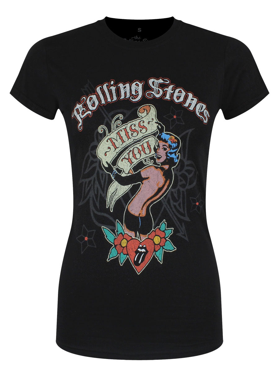 Rolling Stones Miss You Lady Ladies Black T-Shirt