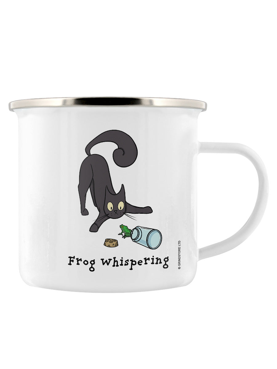 Spooky Cat Frog Whispering Enamel Mug