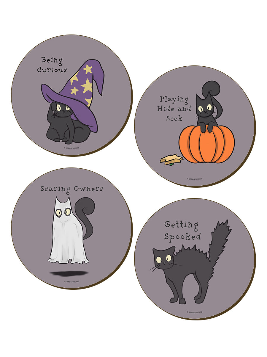 Spooky Cat Behaviour Coasters - Set of 4